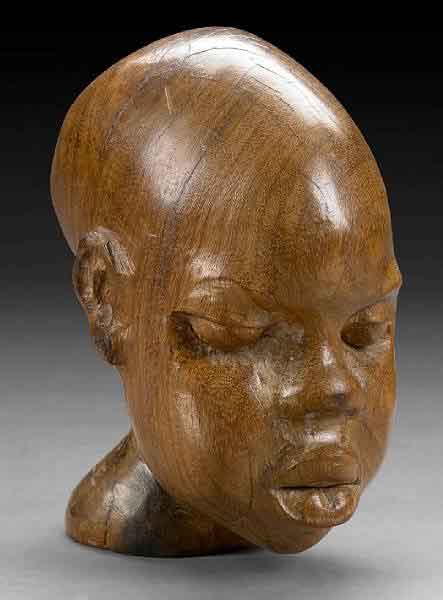 LS5803 Lucas SITHOLE "Head study of the artist's son", 1958 - indigenous wood - 22cm H 