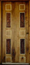 LS6212 Lucas SITHOLE (4 red ivory wood panels by Lucas Sithole set in stinkwood) (door meas. 205x089 cm) - see LS6213-LS6216