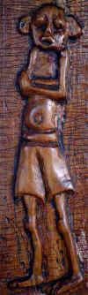 LS6213 Lucas SITHOLE "Little boy" 1962 (top left panel of LS6212) red ivory wood 048x015x020 cm