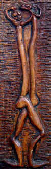 LS6215 Lucas SITHOLE "Lovers" 1962 (bottom left panel of LS6212) red ivory wood 048x015x020 cm