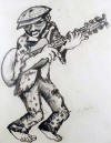 Lucas SITHOLE LS6614 "Guitar Player", 1966 - charcoal and wash - 94x75 cm