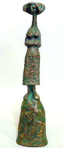 Lucas SITHOLE LS6816 "Waiting woman with head scarf", 1968 - Rhodesian teak on liquid steel base - 44 cm H