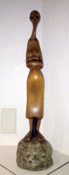 Lucas SITHOLE LS7219 "Pregnant", 1972 - mahogany on liquid steel base - 59.5x14x14cm 