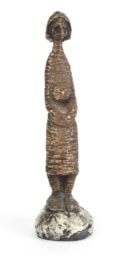 LS7460 Lucas SITHOLE "I'm tired!", 1974 - timulo (sneeze) wood on liquid steel base - 37x10x10 cm