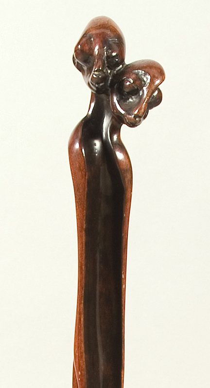 Lucas SITHOLE LS7503 "Winter II.", 1975 - Rhodesian teak on liquid steel base - 101x018x018 cm (close-up)