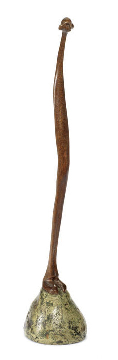 Lucas SITHOLE LS7544 "I am not alone" 1975 - mahogany on liquid steel base - 44x8.5x8.5 cm