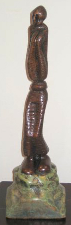 LS7562 Lucas SITHOLE "Day Dreamer", 1975 - wild olive wood on liquid steel base