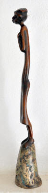 Lucas SITHOLE LS7844 "Hamba Kahle I."., 1978 - mahogany on liquid steel base - 67cm H (left)