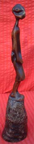 LS7932 Lucas SITHOLE "Little Boy", 1979 - mahogany on liquid steel - 59x14x12 cm