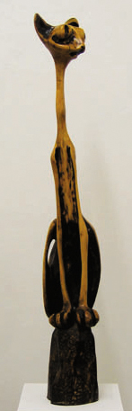 LS8016 Lucas SITHOLE "Snakes for me!" 1980 Zulu Yellowwood on tambotie base 152x028x028 cm