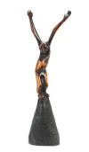 LS8713 Lucas SITHOLE "Dancing", 1987 Zulu indig. wood on msimbiti - 62x20x11 cm